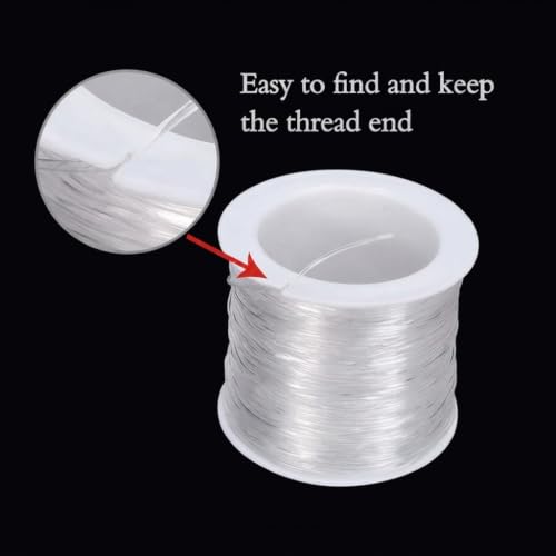 Image of Beadsnfashion 100M Elastic Thread for Jewellery Making (0.80 mm) - Clear Elastic String for Jewellery Making, Strong Stretch Cord for Beading & Crafts