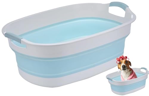 Oddtiaily 折り畳みたらい ペッ ペット バスタブ 犬 折りたたみ たらい 折り畳みバケツ 風呂桶 小型犬 中型犬 バスケット 大容量洗濯バケツ 水抜栓付 軽量 ペット用バスタブ 猫犬お風呂用 コンパクト 猫犬お風呂用 ペット用バスタブ 衣類