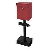 ヤマソロ スタンドポスト 置き型ポスト ポスト 郵便受け ダイヤル式 戸建て アンティーク汚し加工 Lon ロン レッド 73-861