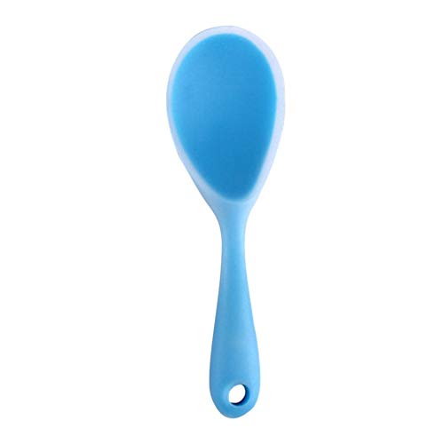Image of Baskety Non-Stick Rice Spoon Silicone Ladle Soup Spoon with Handle for Dining Table 22.5 x 7 cm (Blue)