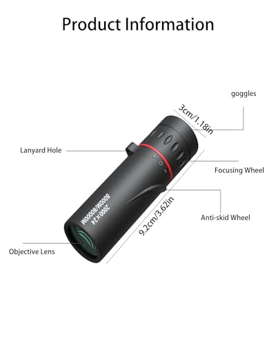 Mini Telescope for Adults,2000X24 Monocular Focus Optics Telescopes onocular Power Monocula,Waterproof Mini Monocular Telescope 8000M/80000M for Sporting Events,Concerts,Camping,Scope,Travelling,Black