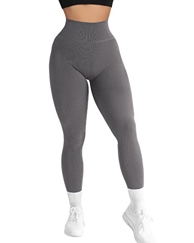 RXRXCOCO High Waist Gerippte Sport Leggings Damen Lang Blickdicht Nahtlose...