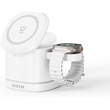 Gitryin Magnetic Wireless Charger Stand for Apple Devices, 3 in 1 Travel Charging Station, 15W Foldable Charging Dock for iPhone 17/16/15/14/13/12, Apple Watch Ultra, AirPods 4 3 Pro