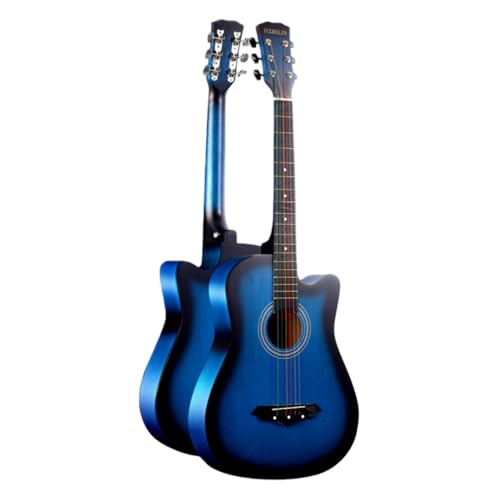 TZZT アコースティックギター 初心者 15点セット 学生 大人用 初級 アコギギター セット 38インチ 入門練習用 (ブルー)