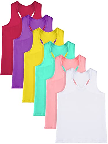 Image of Geyoga 6 Pieces Girls Dance Tank Top Sleeveless Cami Racerback Crop Camisole Outfit for Ballet Athletic