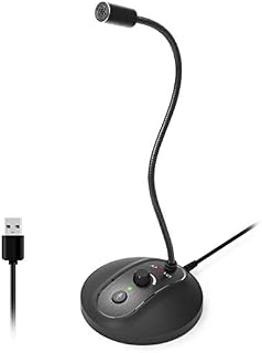 USB Computer Microphone with Mute Button,Plug&Play Condenser,Desktop, PC, Laptop, Mac, PS4 Mic LED