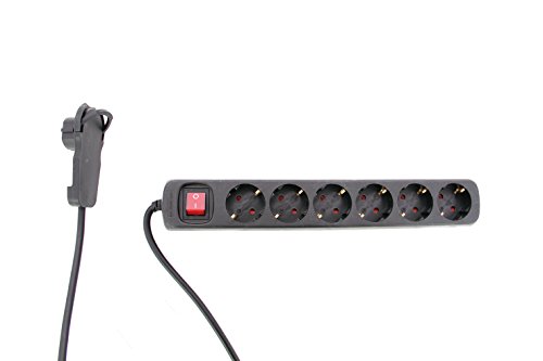 REV Ritter regleta de enchufes con plano conector, 6-compartimiento, con interruptor, 2 M