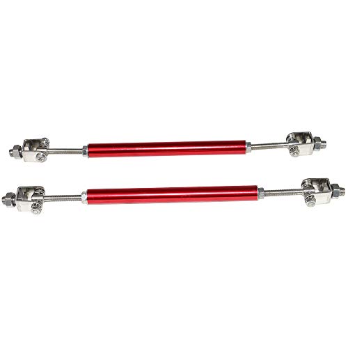 IKON MOTORSPORTS Adjustable Universal Fit Most Vehicles Front Bumper Lip Splitter Diffuser Strut Rod Tie Support Bars 2PCS Red