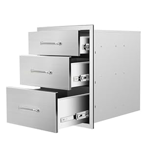 Outdoor Kitchen Drawers 18''Wx 23''H x 23''D Triple BBQ Drawers Stainless Steel Built-in Drawer for Outdoor Kitchen Island, Patio Grill Station Outdoor Kitchen Drawers 18Wx 23H x 23D Triple BBQ Drawers Stainless Steel Built in Drawer for Outdoor Kitchen Island Patio Grill Station