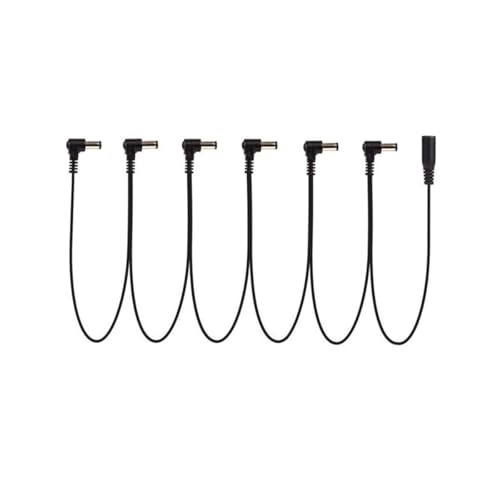 RuiJOTWAT 9V DC 6 Way Bend Angle Plug Daisy Chain Power Cable for Guitar Pedals