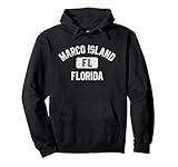 Marco Island Florida Gym Style Distressed White Print Pullover Hoodie