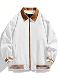 JEMLDL Men's Lightweight Jackets Spring Fall Fashion Casual Windbreaker Bomber Jacket Off White Medium