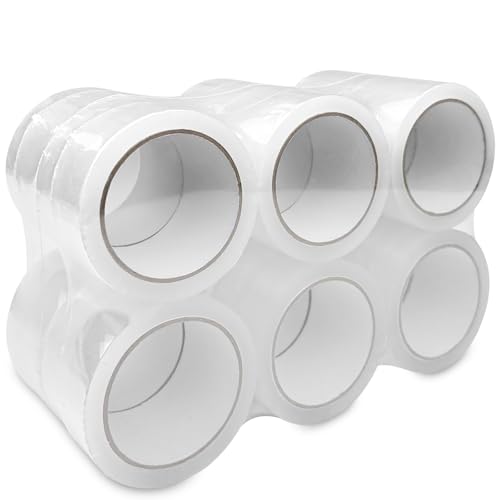 Ruban adhésif transparent Fousenuk 48mm x 66m en lot de 12 rouleaux pour carton