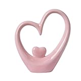 HAUCOZE Home Decor Modern Sculpture Arts Heart Gifts Collectible Figurines Bookshelf Desktop Statue Ceramic Crafts 6.7 inch