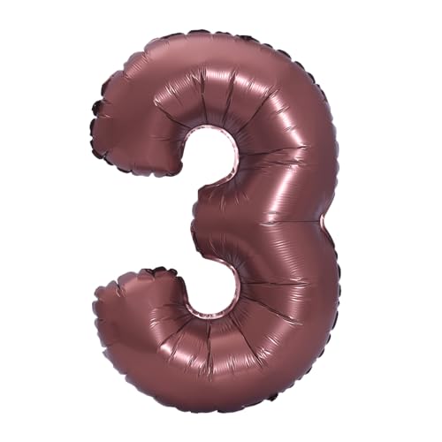 Image of YPSelected 32 Inch Large Foil Helium Number Balloon Birthday Wedding Party 0-9 (Brown, 3)