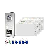 Timbre Inalámbrico con Cámara, Videoportero multifamiliar de 2, 3 y 4 Unidades con desbloqueo por Tarjeta RFID, de videoportero de 7...