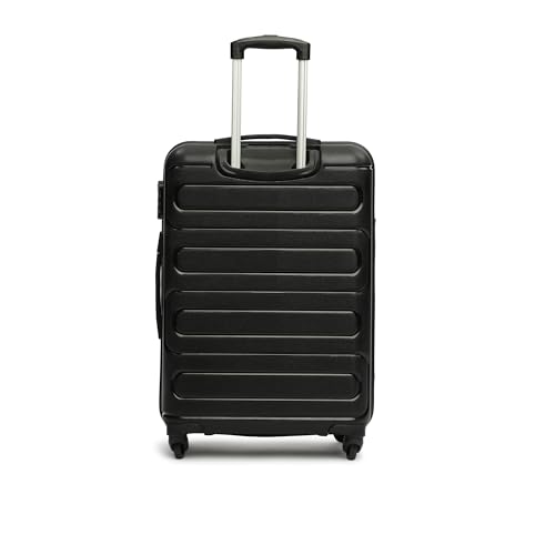 Image of Yayavar Tokyo Textured ABS Hard-Sided Suitcase Bag - 84L| Dual Color Trolley with 4 Spinner Wheels, Number Lock, Water Resistant | Luggage Bag for Travel (Silver & Black, 66cm, Medium)