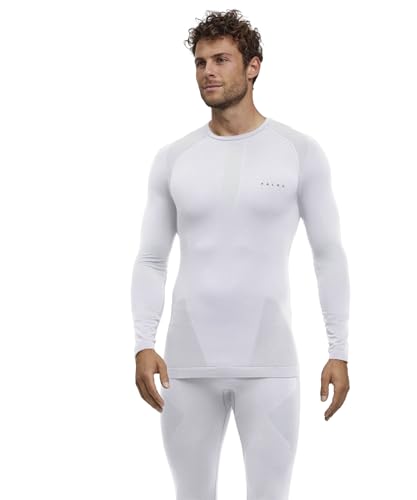FALKE herr Baslager Ovandel Warm Round Neck M L/s Sh funktionellt garn snabbtorkande 1 del, Vit White 2860, L