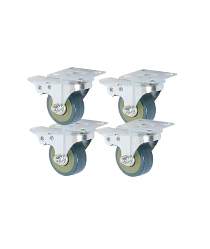 Roulettes de 2 pouces avec frein pour chariot industriel | Pack de 4 roues universelles