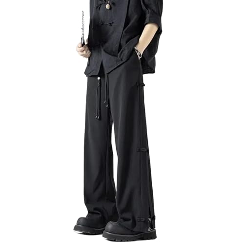 Summer Loose Ice Silk Thin Trousers for Men Korean Casual Straight Pants Man