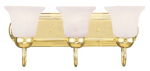 Image of Livex Lighting 1073-02 Riviera 3-Light Bath Light, Polished Brass, 18 x 8 x 8 | Dimensions: 18 x 8 x 8