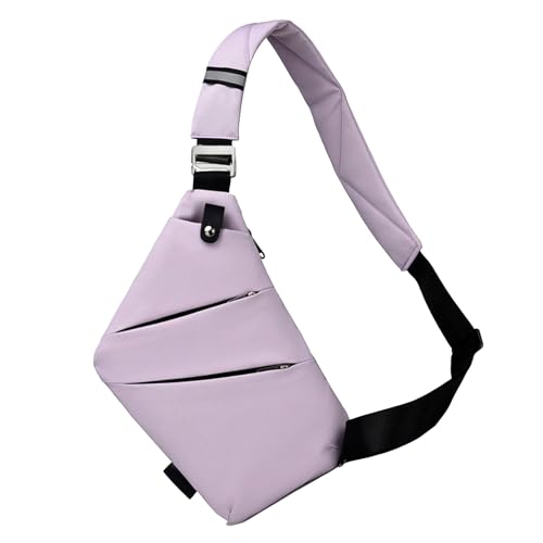 Generico Kyn Italia Borsa Antifurto Tracolla Uomo Donna, Impermeabile Antitaglio con RFID e Tasche Nascoste, Leggera e Compatta, Borsello Sicurezza per Viaggio, Lavoro e Uso Quotidiano (Viola chiaro)