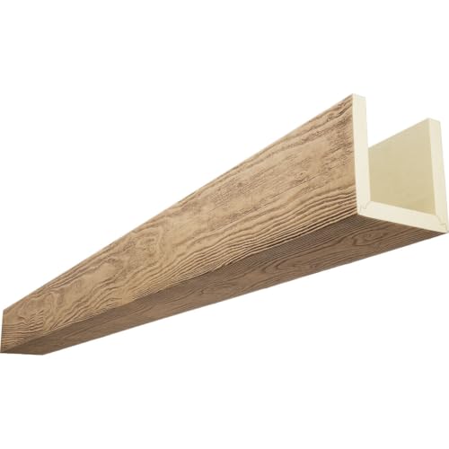 Timberthane Sandblasted Faux Wood Beam, 3-Sided (U-Beam), 6"W x 8"H x 264"L, Buttercream Finish