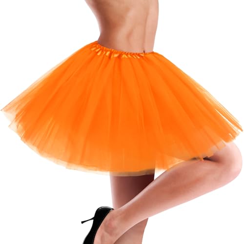 Orange Tutu for Women Adults Halloween Tutu Adult Tutus for Women Plus Size Tulle Skirt Orange Accessories Fluffy Skirt