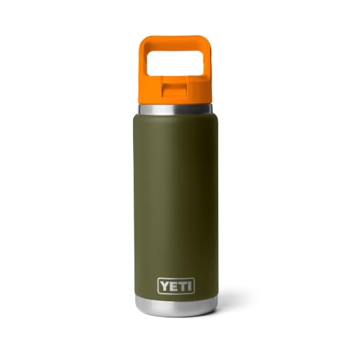 Image of YETI Rambler 26 oz Bottle, Vacuum Insulated, Stainless Steel with Color Matching Straw Cap