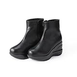 [ormore] ヒールアップブーツ [ ジップタイプ ] ショートブーツ 厚底 10cmヒール レディース ブラック S(22.0～22.5cm)