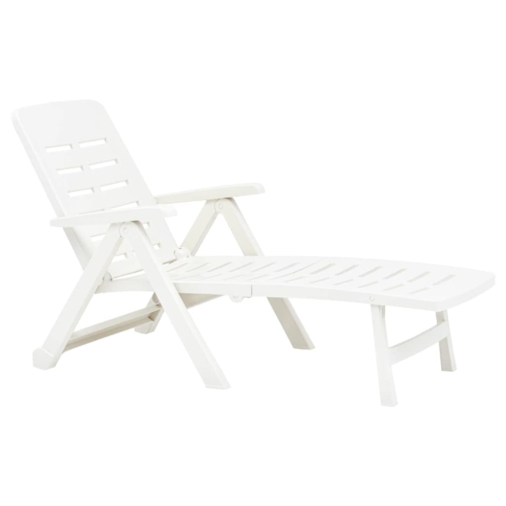 Générique Chaise Longue Pliable Plastique Blanc, Meubles, Mobilier de Jardin, Sièges de Jardin, Bains de Soleil, Blanc, (Poids 12.55KG)