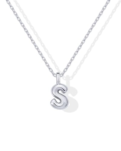 PAVOI 14K Gold-Plated Bubble Chunky Initial Pendant Necklace for Women | Alphabet Letter Necklace