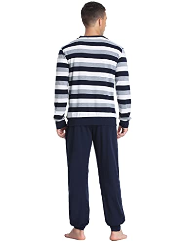 Pyqian Pigiama Uomo Lungo Invernale Cotone