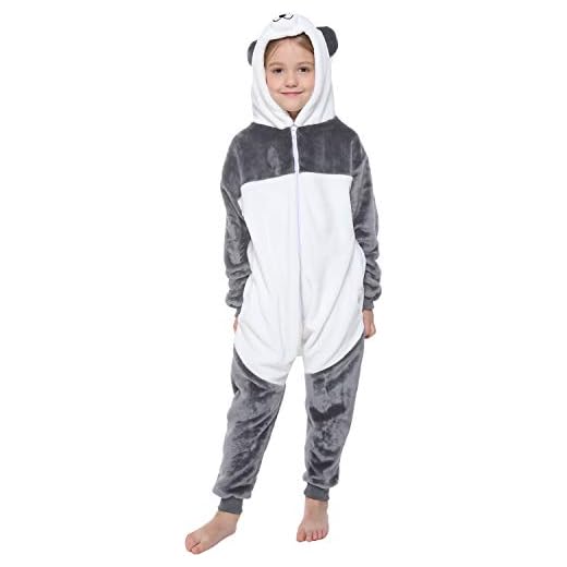 corimori- Kigurumi Disfraz Animal (10+ Modelos) Mei el Panda Niños, Color blanco, azul, gris, Talla 110-130 Cm (1851)
