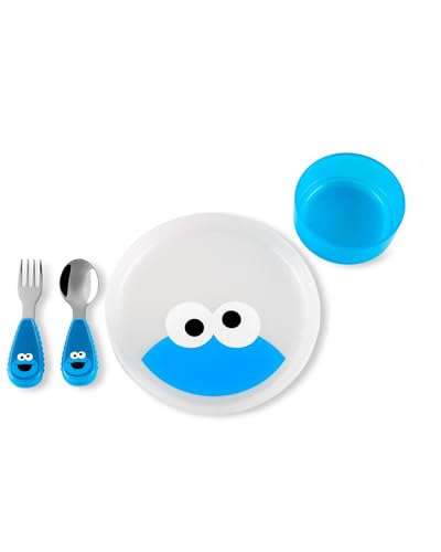Skip Hop x Sesame Street Toddler Feeding 4-Piece Mealtime Set, Cookie Monster - image 2