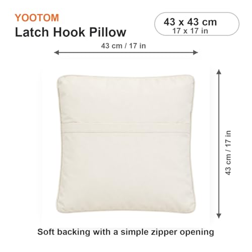 Image of YOOTOM Latch Hook Kits for Adult, Latch Hook Cushion DIY Handmade Embroidery Pillowcase Cover Kits, Latch Hook Pillow Making Kits 17x17in