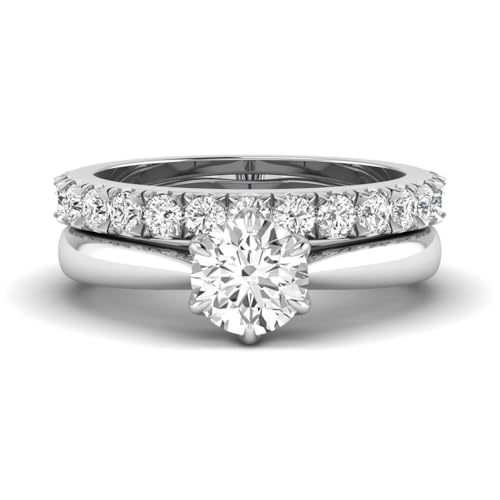 14K Gold 1.75 Carat Round Lab Grown Diamond (1 Ct, F, VVS2) IGI Certified Solitaire Engagement Anniversary Wedding Ring Set For Womens2