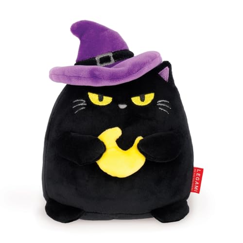 Legami - Pelúcia super macia Halloween, tema Kitty, formato mini, mantém o pé sozinho, com cartão de identificação, ideia de presente; 14 x 17 cm