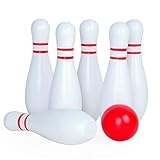LIOOBO Holz Bowling Set Sport Bowling Ball Indoor Outdoor Rasen Spiel für Kinder Familie Freunde Eltern-Kind-Interaktion Spielen Parteien Picknicks Grillzubehör