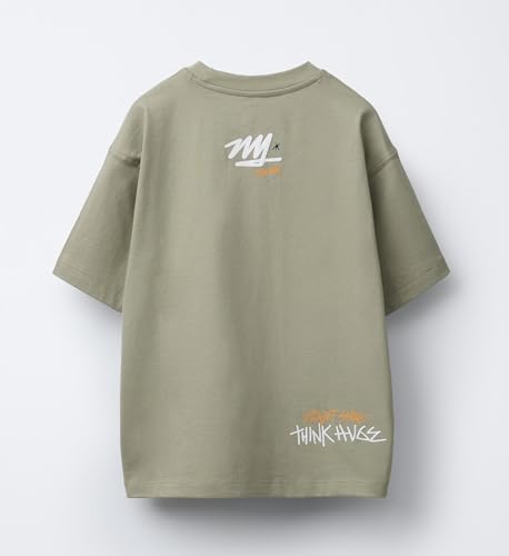 Image of Alan Jones Clothing Boys Oversized Cotton Printed T-Shirt | Round Neck, Short Sleeves, Casual Wear