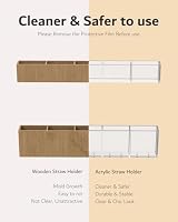 Upgraded 9.5'' Large Acrylic Straw Holder for Cabinet Door, Adjustable Space-Saving Straw Organizer Storage Dispenser for Cabinet with Ultra Sticky Adhesive Strips, 2-Part Rack, Drainage Holes — image 9