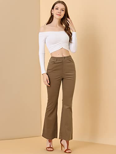 Allegra K Women's Vintage Flare Trousers High Waist Long Bell Bottom Corduroy Pants2