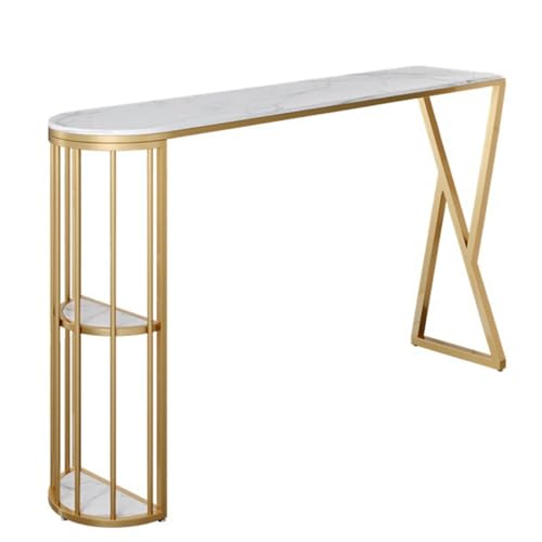 LLNWDNB Mesa Alta Mesas de Bar Mostradores Isla de Cocina Mesa Alta Comedor con Espacio Almacenamiento Estructura Metal Negro para Espacios Estrechos Mesa Comedor A,100 * 40 * 105