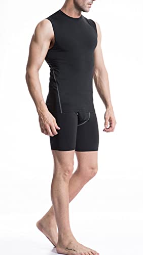 Audoc Men's Compression Football Tank Top Quick Dry Breathable Athletic Compression Shirts Sleeveless 3 Pack Black4