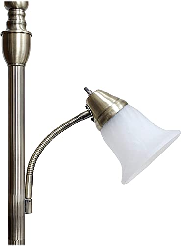 Oakestry Piedmont 71" Torchiere Floor Lamp Adjustable Reading Light 2 Light Mother Daughter White Marble Glass Floor Lamp Antique Brass Perfect Light For Bedrooms Living Room #TOP2