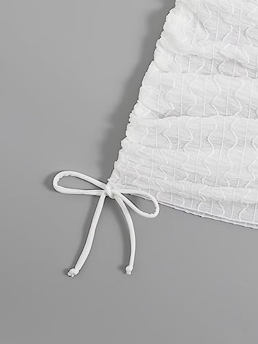 Women's Drawstring Solid Ruched Summer Bikini Cover Up Skirt4