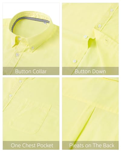 Image of J.VER Men's Oxford Shirt Solid Casual Button Down Collar Shirts Long Sleeve Dress Shirts with Pocket