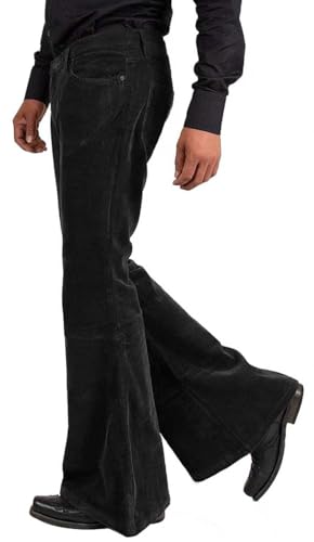 Image of Men's Corduroy Vintage Bell Bottom Pants 70s,Disco Stretchy Flared Pants Fit 60s 70s Outfits for Men,Mens Bell Bottom Jeans.