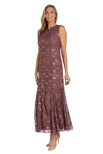 R&M Richards Women's Sleeveless Sequin Lace Mermaid Gown W/Sheer Insets