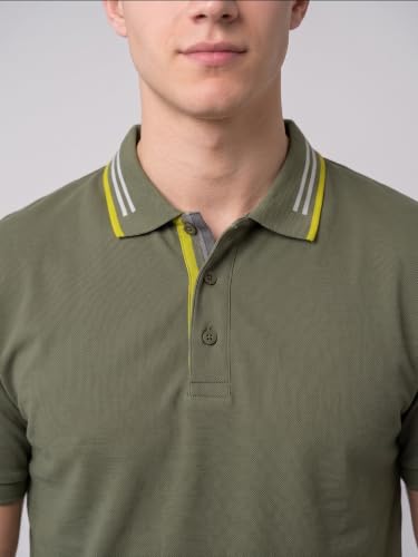 Image of XENOVAURBAN Polo t Shirt for Man | Striped Pattern Mens Cotton Polo Neck T-Shirt with Collar | Regular fit | Breathable and Soft - Polo-Striped-P